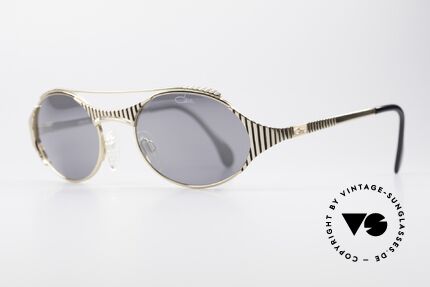 Cazal 978 Ovale Designer Sonnenbrille, elegant markante Rahmengestaltung (gold/schwarz), Passend für Herren und Damen