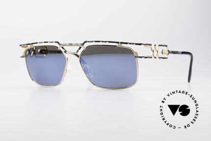 Cazal 973 Blau Verspiegelte Sonnenbrille, monumentale Cazal Designersonnenbrille von 1997, Passend für Herren und Damen