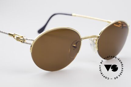 Fred Feroe Ovale Luxus Sonnenbrille, mit original Fred Verpackung: Box, Lederetui, Zertifikat, Passend für Herren und Damen