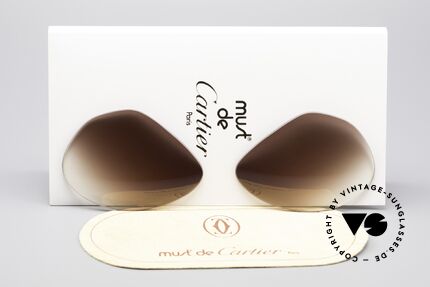 Cartier Vendome Lenses - L Sonnengläser Braun Verlauf, Ersatzgläser für Cartier Modell Vendome LARGE 62mm, Passend für Herren