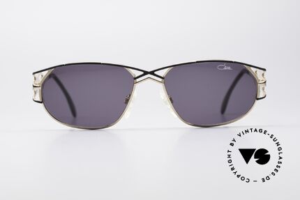 Cazal 981 Vintage Designer Damen Brille, schwungvoller Rahmen in schwarz-gold gemustert, Passend für Damen