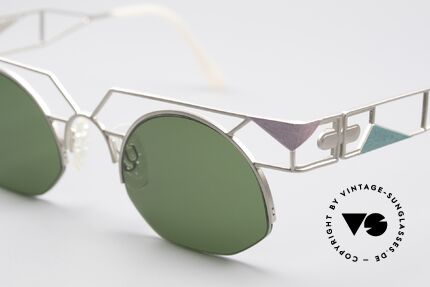 Neostyle Jet 224 Futuristische Vintage Brille, Fassung in titanium und gras-grüne Gläser (100% UV), Passend für Herren und Damen