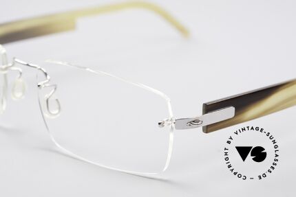 Lindberg T52 Horn Precious 18KT 750er Weissgold, absoluter Luxus, denn jedes Horn-Modell ist einzigartig, Passend für Herren