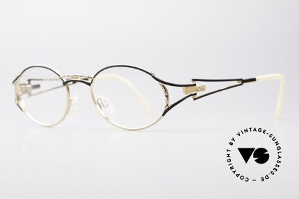 Cazal 285 Runde Ovale Vintage Brille, edle Lackierung in champagner-mattschwarz-gold, Passend für Damen