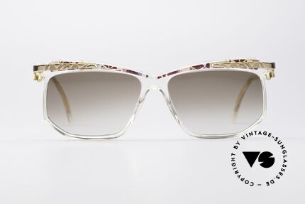 Cazal 366 Vintage 90er Hip Hop Brille, kristallklarer Rahmen mit Muster in rubin-mint-gold, Passend für Herren und Damen
