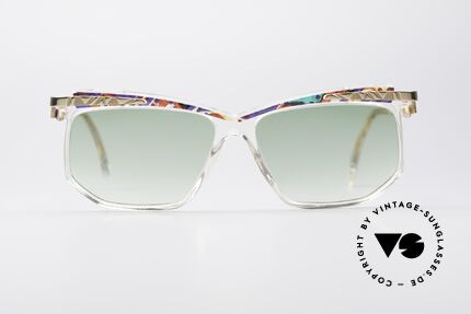 Cazal 366 Vintage Sonnenbrille Hip Hop, kristallklarer Rahmen mit farbenfrohem Muster, Passend für Herren und Damen