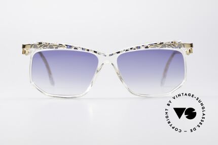 Cazal 366 Vintage Crystal Fassung 90er, kristallklarer Rahmen: Muster in azur/mais/schwarz, Passend für Herren und Damen