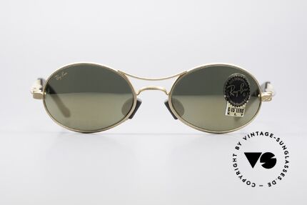 Ray Ban Orbs 9 Base Oval Gold Mirror B&L USA Brille, original vintage USA Sonnenbrille der späten 1990er, Passend für Herren