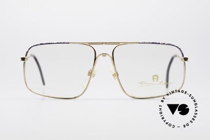 Aigner EA23 Echte 80er Luxus Brillenfassung, Luxus-Fassung in gold/blau-marmor & Aigner-Logo, Passend für Herren