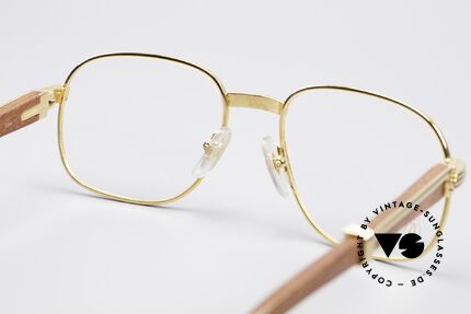 Cartier Monceau 90er Bubinga Edelholzbrille, vergoldete Fassung mit original Cartier Zubehör, Passend für Herren und Damen