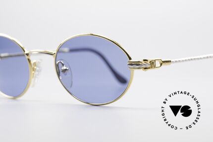 Fred Ketch Ovale Luxus Sonnenbrille, vergoldet & Bügel sind gedreht wie ein Segeltau; Unikat, Passend für Herren und Damen