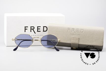 Fred Ketch Ovale Luxus Sonnenbrille, mit original Fred Verpackung: Box, Lederetui, Putztuch, Passend für Herren und Damen