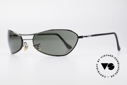 Ray Ban Fugitives Metal Modified Oval 90er Bausch & Lomb Brille, in 'schwarz chrome' mit G15 B&L Mineralgläsern, Passend für Herren
