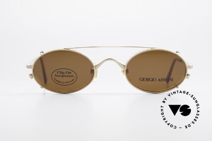 Giorgio Armani 122 Vintage Clip On Sonnenbrille, elegante Lackierung in matt-gold & braune Sonnengläser, Passend für Herren und Damen