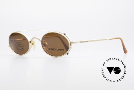 Giorgio Armani 122 Vintage Clip On Sonnenbrille, genialer, abnehmbarer Sonnen-Clip für 100% UV Schutz, Passend für Herren und Damen