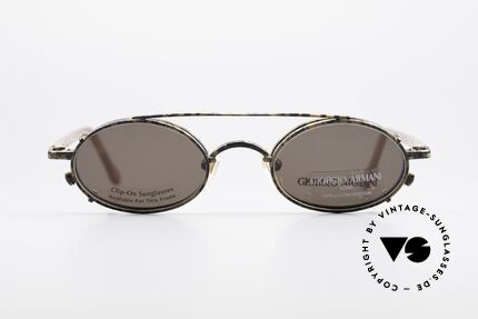 Giorgio Armani 250 Clip On Vintage Sonnenbrille, außergewöhnlich elegante Fassung in antik-gold/schwarz, Passend für Herren und Damen