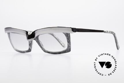 Alain Mikli 611 / 021 Spektakuläre Vintage Brille, grau-marmorierte Fassung mit massiver Front & Bügeln, Passend für Herren und Damen