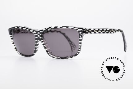 Alain Mikli 701 / 280 Gemusterte 80er Sonnenbrille, grau getönte CR39 Sonnengläser (100% UV Protection), Passend für Damen