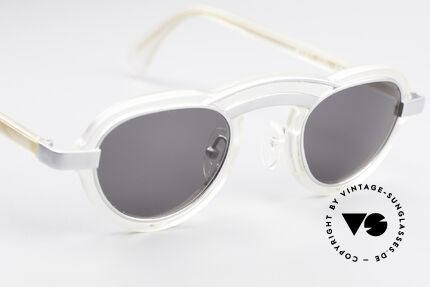 Alain Mikli 5107 / 0506 80er Jahre Designer Brille, mit dunkelgrauen Sonnengläsern, 100% UV Schutz, Passend für Herren und Damen