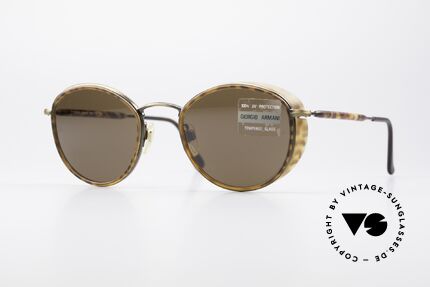 Giorgio Armani 655 90er No Retro Sonnenbrille, Armani DesignerSonnenbrille mit kleinen Seitenblenden, Passend für Herren und Damen