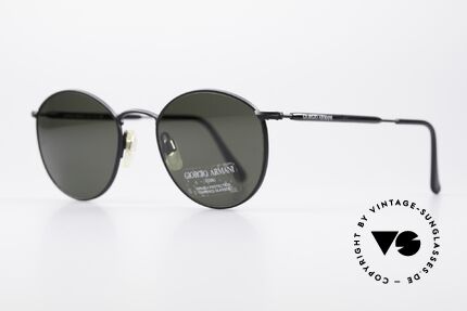 Giorgio Armani 627 Vintage Panto Sonnenbrille, TOP-Qualität und zeitlose Lackierung in schwarz, Passend für Herren und Damen