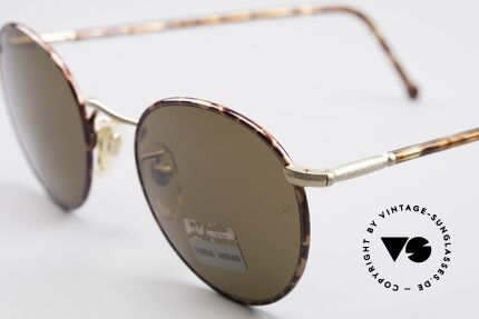 Giorgio Armani 639 No Retro Panto Sonnenbrille, high-end Mineralgläser (100% UV) mit GA-Gravur, Passend für Herren und Damen
