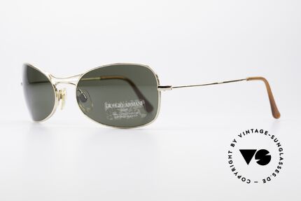 Giorgio Armani 660 Vintage 90er Sonnenbrille, vergoldeter Rahmen mit sehr aufwändigen Gravuren, Passend für Herren und Damen