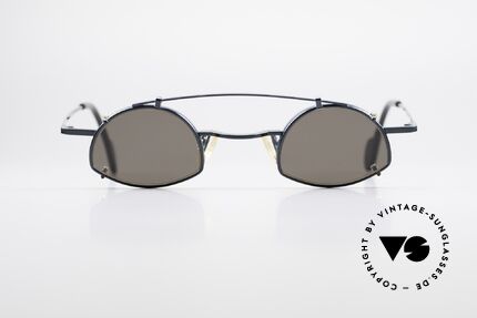 Theo Belgium Poco Kleine Brille mit Sonnenclip, originelles Modell (halb-randlos) mit Clip (Vollrand), Passend für Herren und Damen