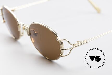Jean Paul Gaultier 55-6104 Ovale Vintage Sonnenbrille, Goldplattierte Fassung (GP), echte Luxus-Sonnenbrille!, Passend für Herren und Damen