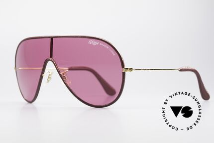 Bausch & Lomb Wings Pinke Leder Sonnenbrille, kostbar, seltene LEDER-EDITION mit pinkem Glas, Passend für Herren und Damen