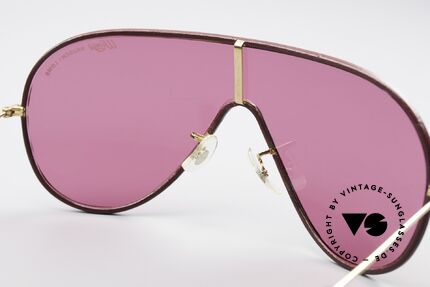 Bausch & Lomb Wings Pinke Leder Sonnenbrille, 199€ reduziert (kleine Kratzer am Rahmen & Glas), Passend für Herren und Damen