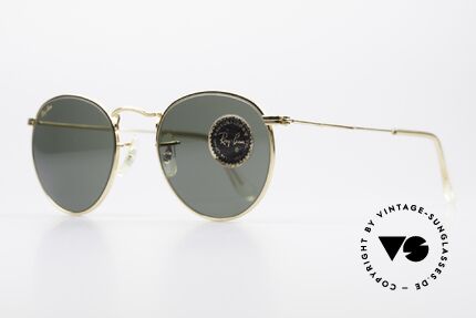 Ray Ban Round Metal 47 Kleine Runde B&L Sonnenbrille, legendäre B&L Mineralgläser für 100% UV Schutz, Passend für Herren und Damen