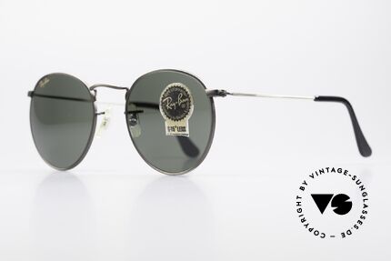Ray Ban Round Metal 49 Runde Vintage Sonnenbrille, legendäre B&L Mineralgläser für 100% UV Schutz, Passend für Herren und Damen