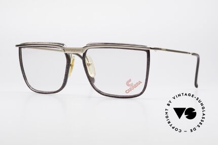 Carrera 5376 Eckige Vintage Brille Carbon, eckige CARRERA vintage Brille aus den 90er Jahren, Passend für Herren