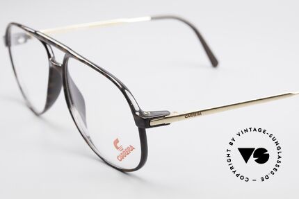 Carrera 5355 Kohlefaser Vintage Brille 90er, klassische Pilotenform-Brille mit "Doppelbrücke", Passend für Herren