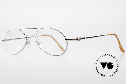 Bugatti 09992 90er Herren Vintage Brille, edel glänzende Rahmen-Lackierung in gold und silber, Passend für Herren