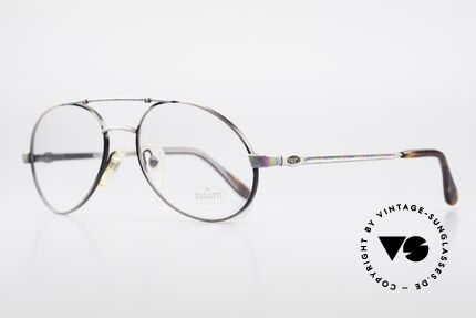 Bugatti 14841 Titanium 80er Vintage Brille, flexible Federgelenke und exzellente Verarbeitung, Passend für Herren