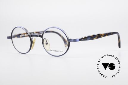 Alain Mikli 1218 / 3218 Runde Designer Brille Unisex, grandiose Rahmenlackierung: blau-grau gebürstet, Passend für Herren und Damen
