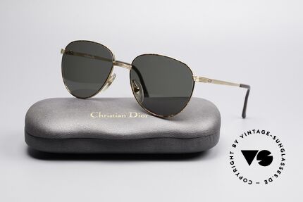 Christian Dior 2754 Runde Panto Sonnenbrille 90er, dunkelgrüne Sonnengläser für 100% UV Protection, Passend für Herren und Damen