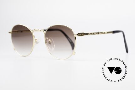 Jean Paul Gaultier 55-1178 Vergoldete Panto Sonnenbrille, klassische Panto-Form + Sonnengläser in braun-Verlauf, Passend für Herren und Damen