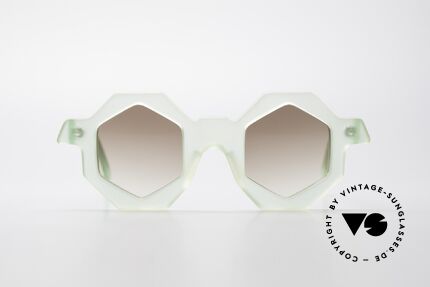 Alain Mikli 0157 / 938 Sechseckige 80er Sonnenbrille, einzigartige hexagonale (sechseckige) Fassung, Passend für Damen