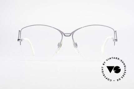 Cazal 222 80er Original Keine Retrobrille, großer halb offener Metall-Rahmen in grau, Passend für Damen