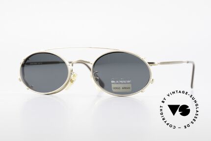 Giorgio Armani 131 80er Fassung Mit Sonnenclip, ovale GIORGIO ARMANI vintage Designer-Sonnenbrille, Passend für Herren und Damen