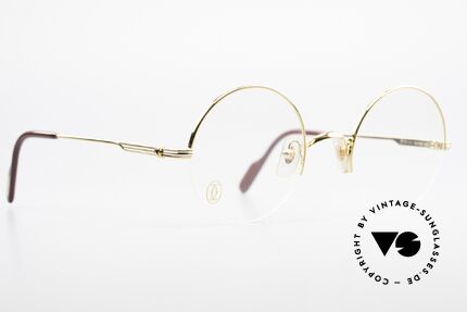 Cartier Mayfair - M Runde Vintage Luxusbrille, semi-rimless, flexibler 22kt vergoldeter Rahmen, Passend für Herren und Damen