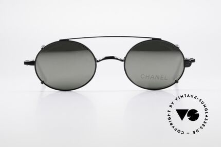 Chanel 2037 Luxus Brille Oval Sonnenclip, kleine ovale vintage Brille mit genialem Sonnen-Clip, Passend für Herren und Damen