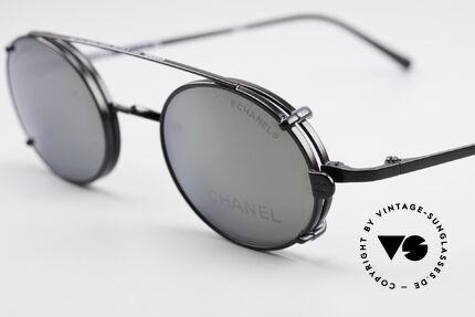 Chanel 2037 Luxus Brille Oval Sonnenclip, Sonnengläser sind leicht verspiegelt grau (100% UV), Passend für Herren und Damen