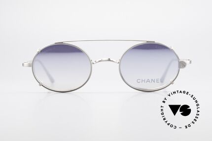 Chanel 2037 Ovale Luxus Brille Sonnenclip, kleine ovale vintage Brille mit genialem Sonnen-Clip, Passend für Herren und Damen