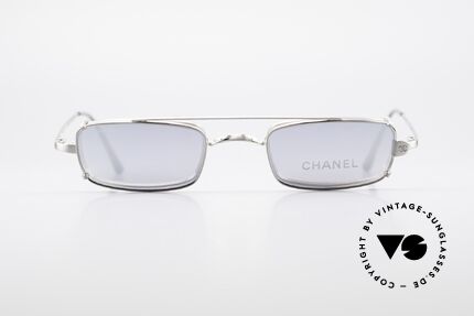 Chanel 2038 Eckige Luxus Brille Sonnenclip, kleine eckige vintage Brille mit genialem SonnenClip, Passend für Herren und Damen