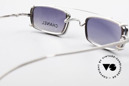 Chanel 2038 Eckige Luxus Brille Sonnenclip, KEINE Retrobrille, sondern ein 20 Jahre altes Original, Passend für Herren und Damen