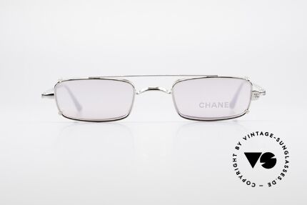 Chanel 2038 Pinke Luxus Brille Sonnenclip, kleine eckige vintage Brille mit genialem SonnenClip, Passend für Damen